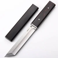 d2 blade full tang survival camping hiking knife ebony handle hunting outdoor tanto knife 60 hrc japanese style katana