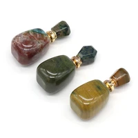 natural stone perfume bottle pendants jasper charms for trendy vial jewelry making diy women pendant necklace gifts