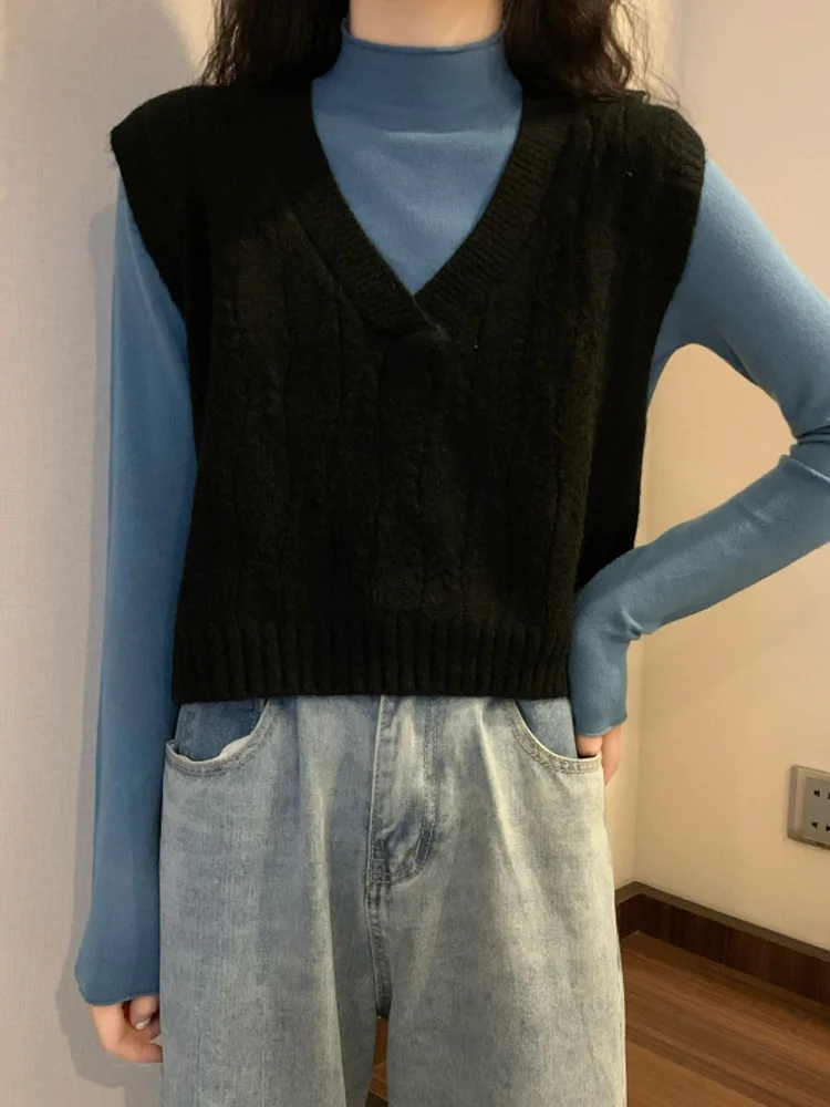 Женский короткий жилет с V-образным вырезом свободный Универсальный Тонкий Топ