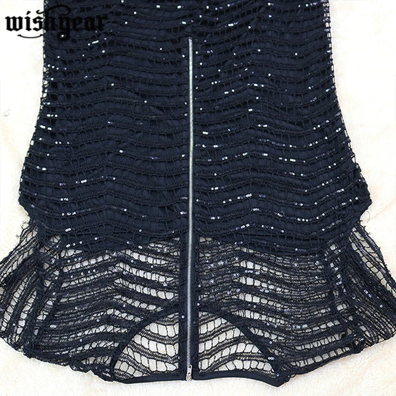 

Woman Sparkling Sequined Patchwork Lace Dress Hollow Out Short Sleeve O-Neck Bodycon Night Club Party Outfits Plus Size XL-4XL