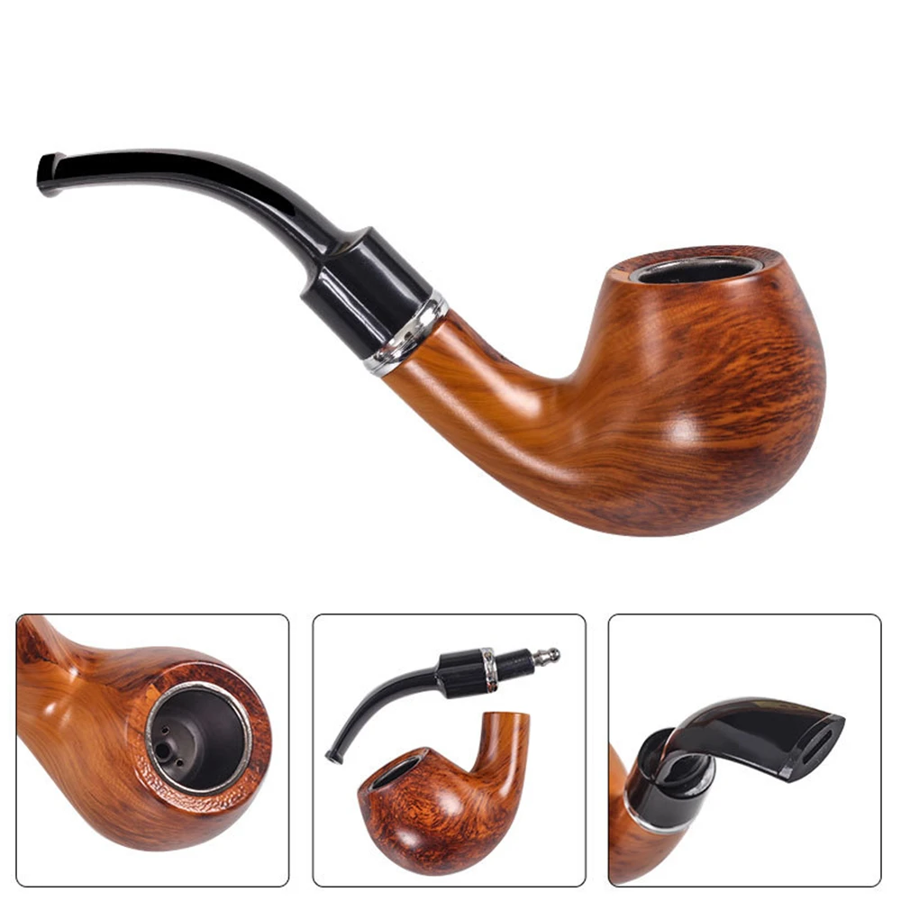

Wood Grain Tobacco Pipe Detachable Cleaning Cigarette Flue Filter Cigarette Holder Resin Bent Pipe Smoke Supplies Gift For Men's