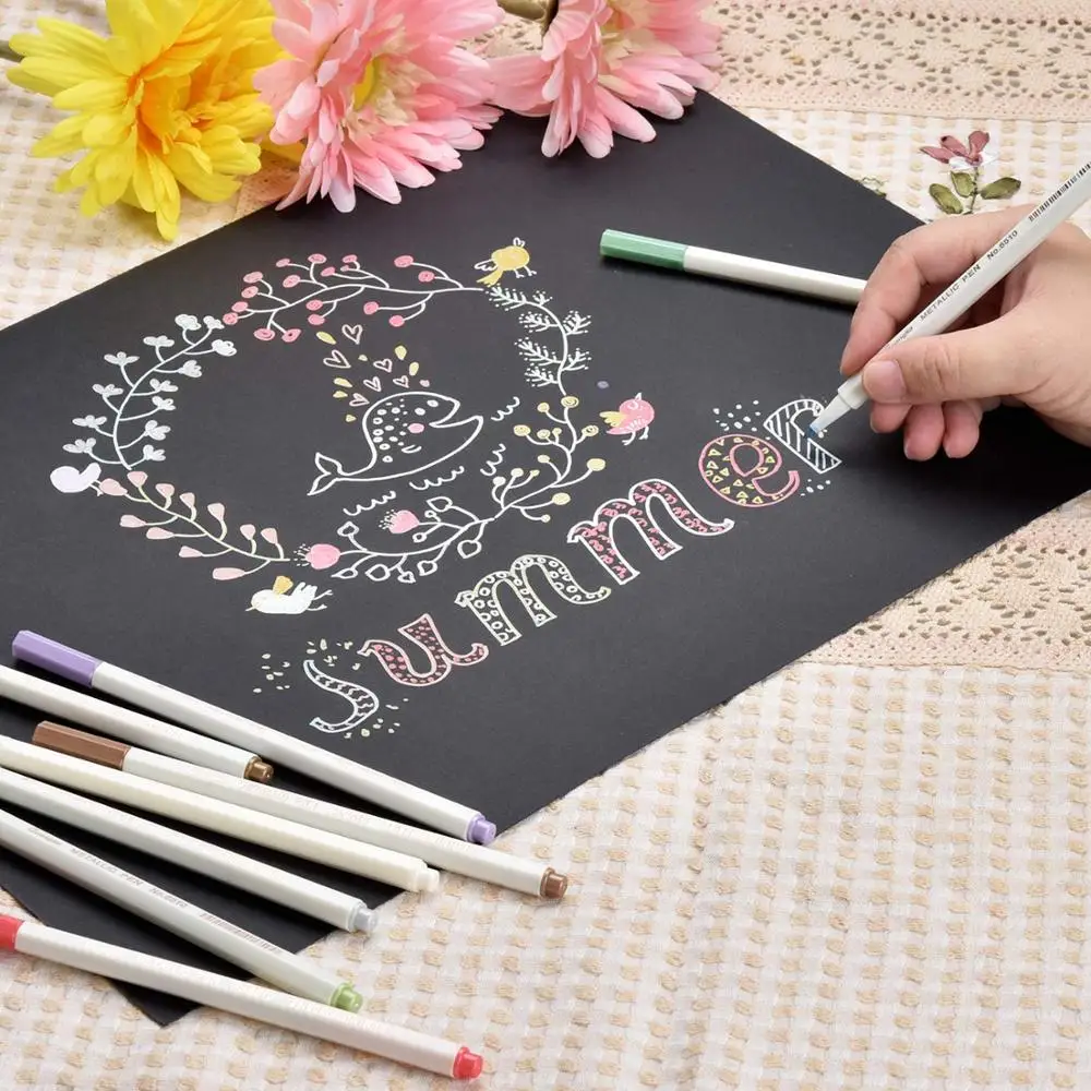 10 шт./лот металлические Микрон ручки подробные цветные маркеры для альбома