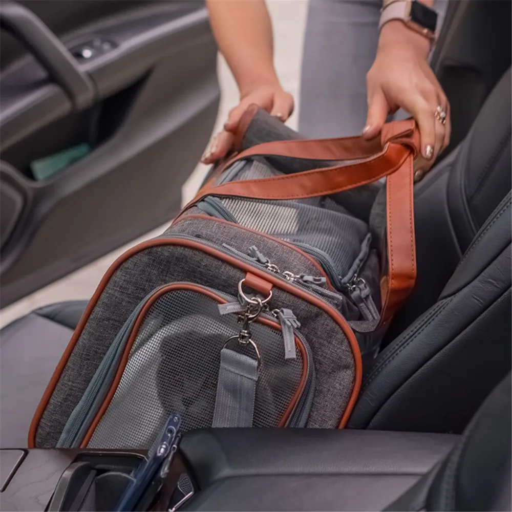 Переносная сумка для домашних животных дорожная собак дышащая кошек Оксфорд