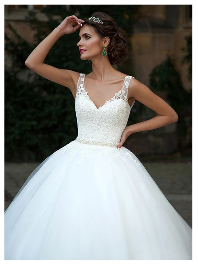 

BAZIIINGAAA Simple Wedding Dress Lace Little Beading Strapless Dress Luxury Wedding Gowns Bridal Can Be Washed Bride Dresses