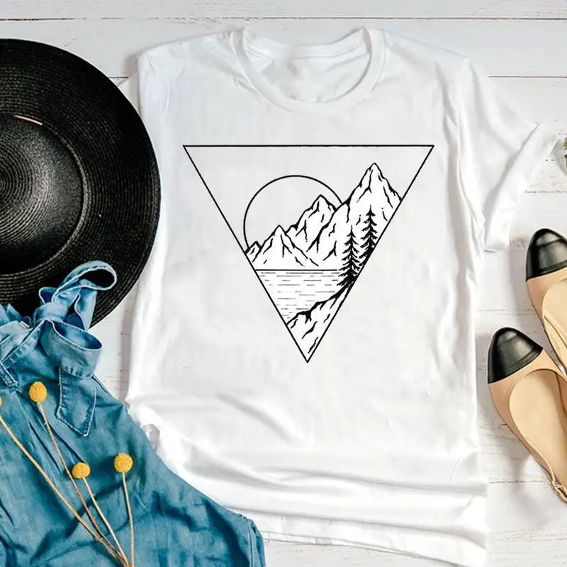 

Women Graphic Floral Flower Cartoon Camper 90s Cute vogue Short Sleeve Summer Print Female Clothes Tops Tees Tshirt T-Shirt