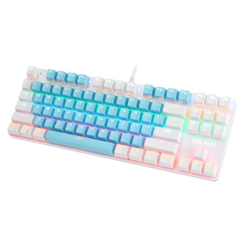 

Wired 87 Keys RGB Backlit Mechanical Gaming Keyboard K100 Two-Color 87-Key Green Axis Mechanical Keyboard Green Axis CF LOL Pubg
