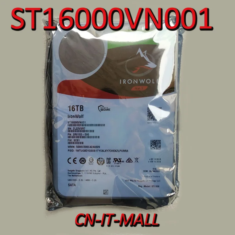 

Seagate IronWolf ST16000VN001 16TB NAS 7200 RPM 256MB Cache SATA 6.0Gb/s 3.5" Internal Hard Drive