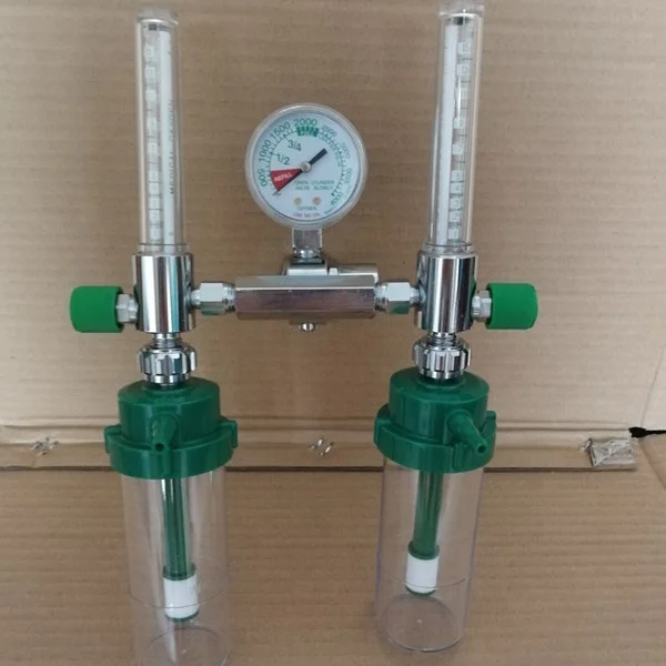 DIN standard double oxygen flowmeter for oxygen cylinder