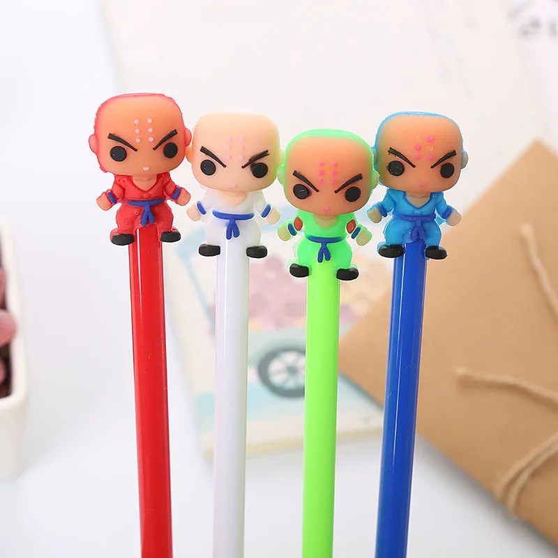 20 PCs Cartoon Gel Pen Cute Student Writing Test Black Water-Based Paint Pen Creative Stationery Shaolin Kung Fu Signature Pen