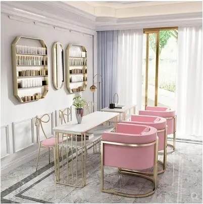 

Nordic double marble nail table and chair set web celebrity gold single and double person nail table and iron art sofa chair