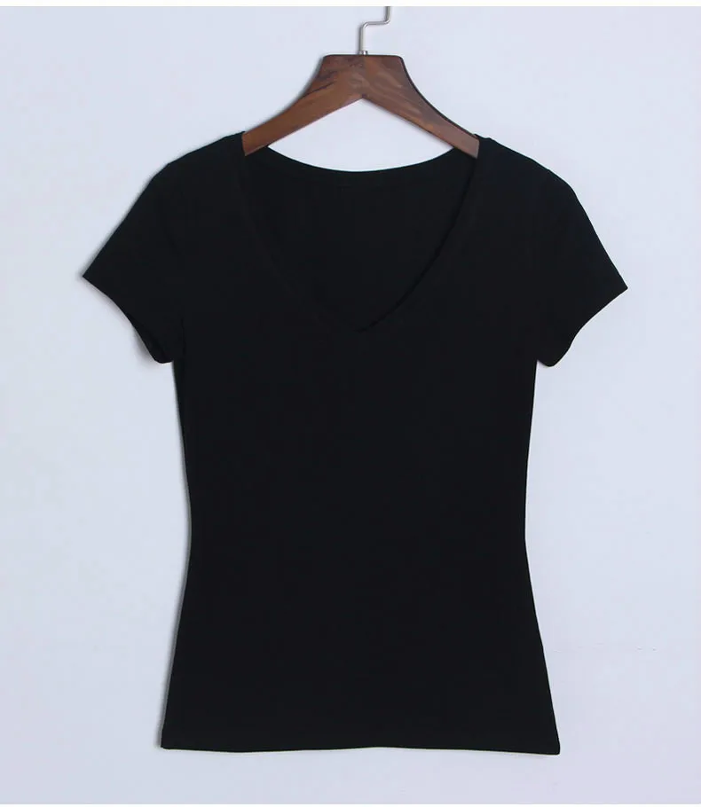 Модальные Короткие рукава с v-образным вырезом короткие футболки Летние размеры