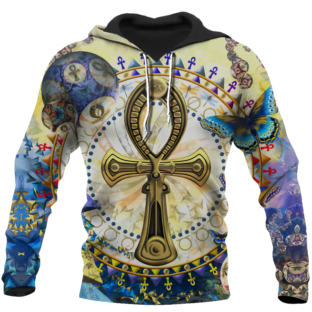 Уникальная толстовка с капюшоном из Египта 3D принтом на всю поверхность осенняя