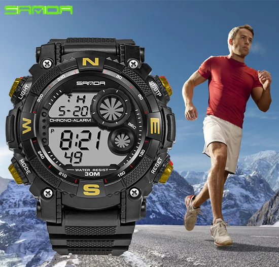 Мерцающая цифровая светодиодсветодиодный подсветка Горячие Koop SANDA стоп час 3ATM