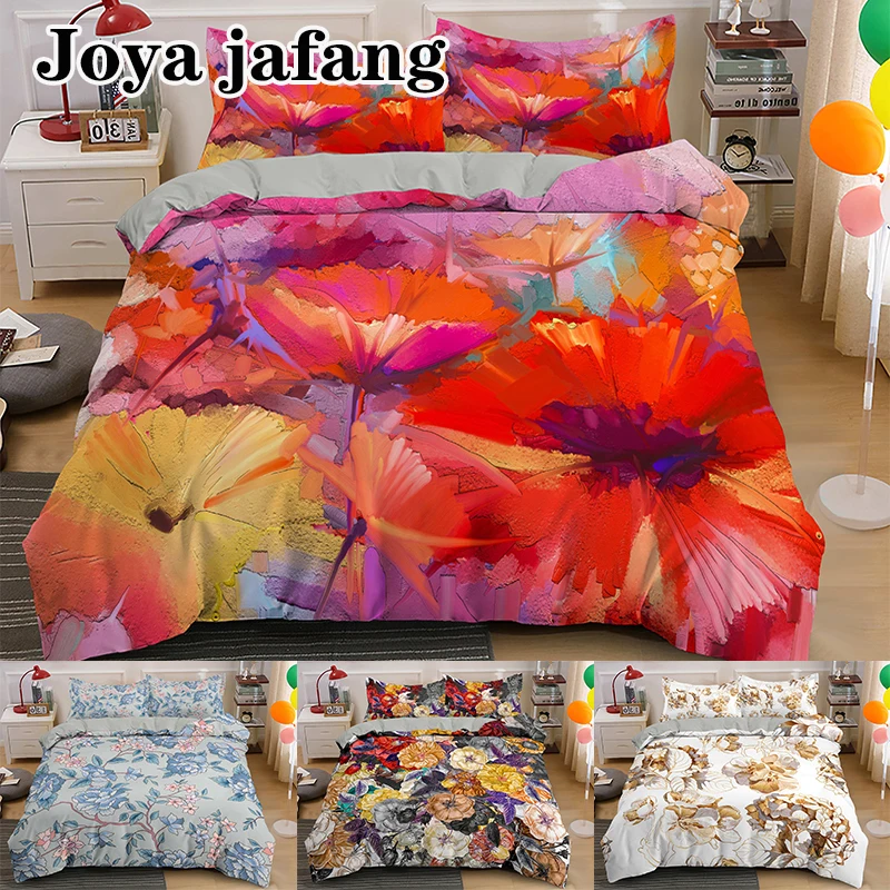 

Комплект постельного белья с цветами, пододеяльник 14 размеров с принтом, мягкое одеяло из микрофибры, чехол с застежкой-молнией, наволочка