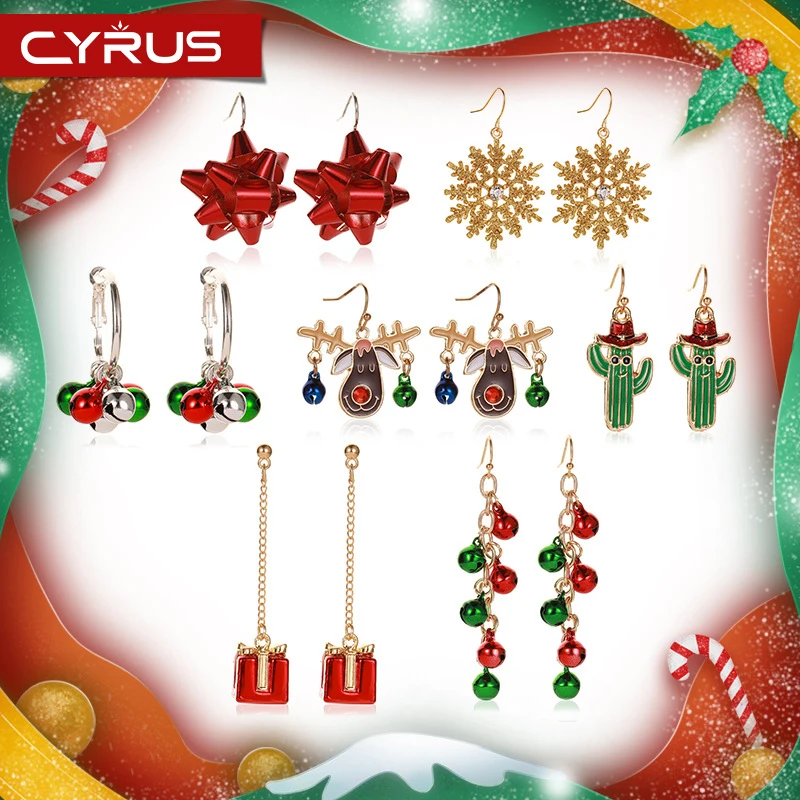 Рождественский Декор Висячие серьги для женщин Стразы Снежинка металлическая