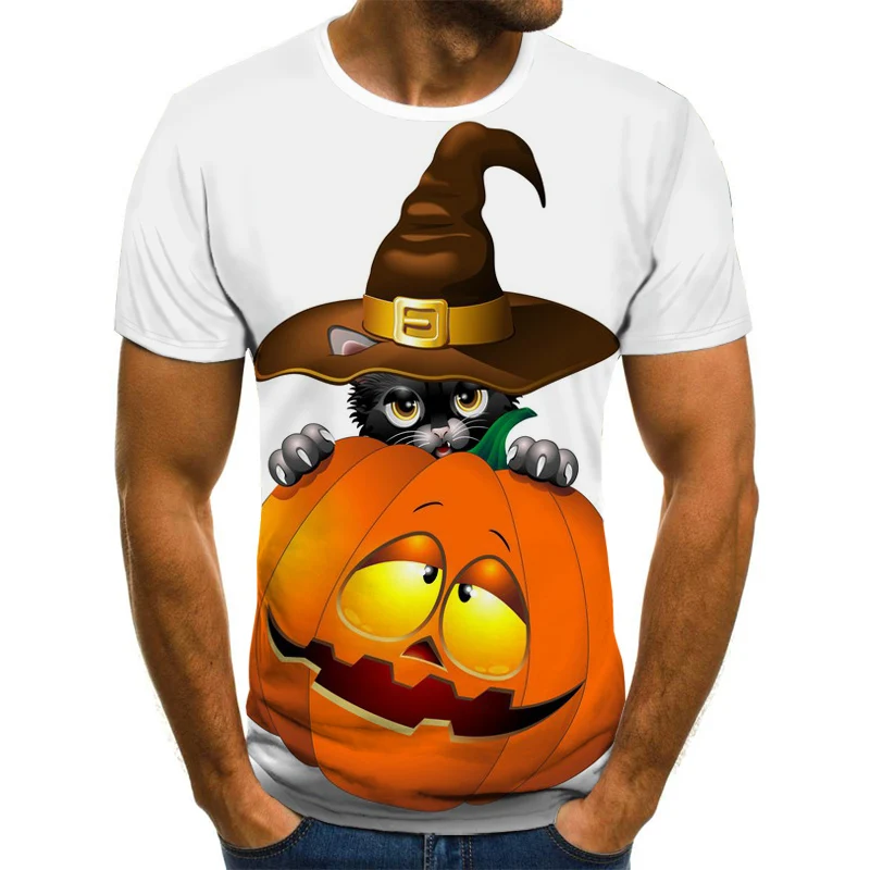 

2021 Summer New Men's 3D Men And Women T- shirt Pumpkin Lantern New Top Ghost Fashion Streetwear Short Sleeve Casual T-shirt