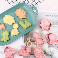 8 pcsset dinosaur shape cookie cutters plastic cartoon pressable biscuit mold diy gingerbread pastry stamp kitchen baking tools