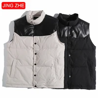 jing zhe men vest sleeveless jacket autumn winter patchwork casual warm coats men japanese waistcoat hip hop streetwear for men