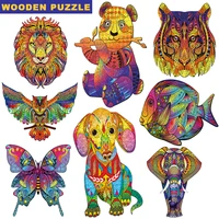 diy animal wooden puzzle new adult educational eagle puzzle crafts animal shaped challenging game wood decoration puzzle gift
