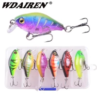 6pcslot mini crank bait mixed colors floating wobblers for fishing lure set artificial baits fake fish minnow hard lures kit