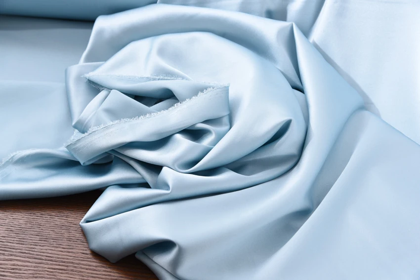 19 м светло-голубой Шелковый тянущийся атлас шелк стрейч креп-сатин ткань 1 4