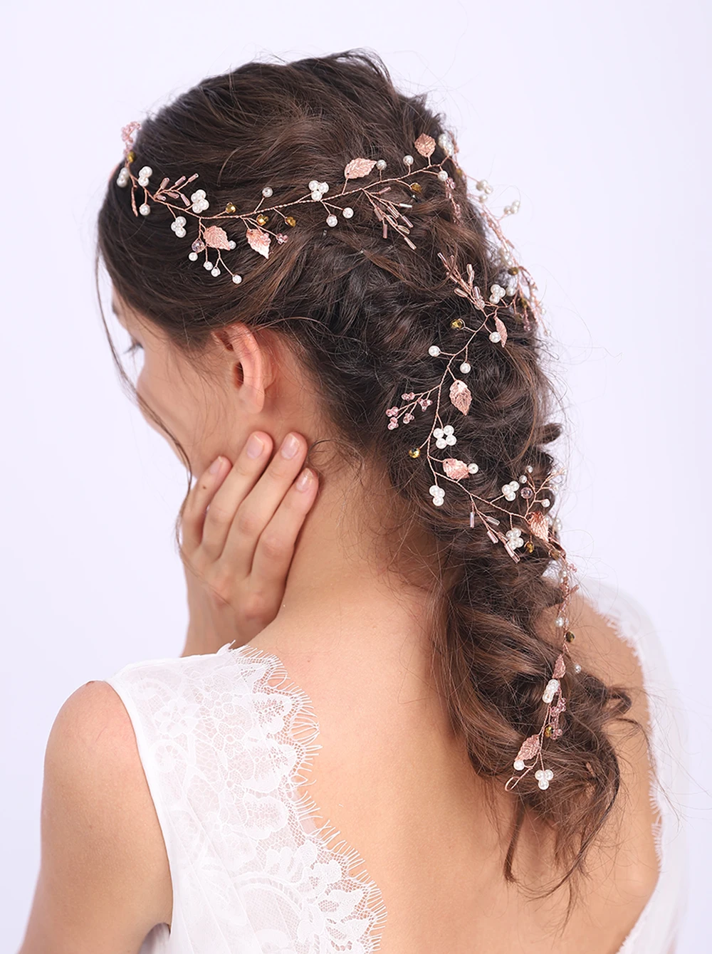 Свадебные аксессуары для невесты корона принцессы из розового золота с листьями