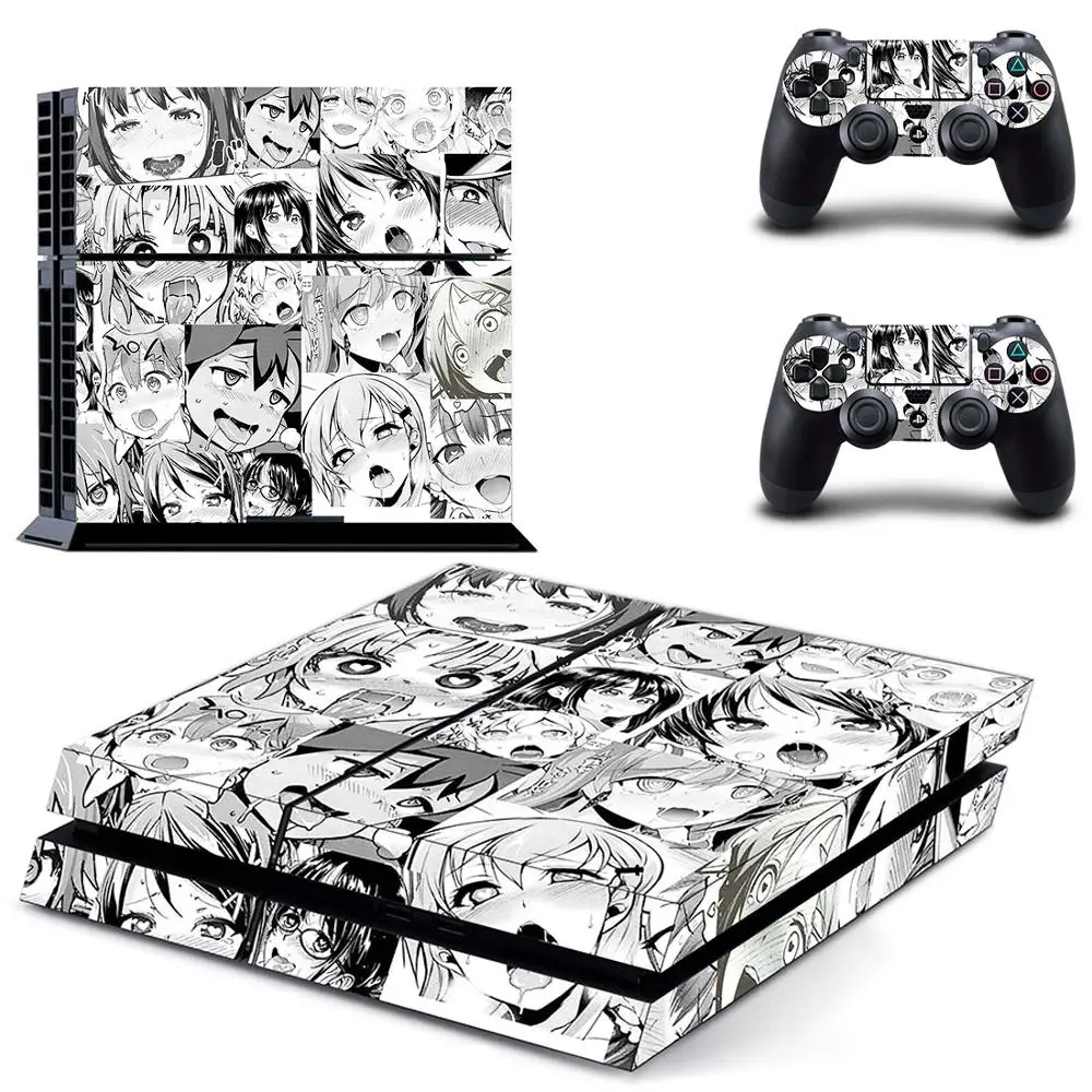Аниме милая девушка PS4 Наклейка виниловая для Playstation 4 консоль и 2 контроллера