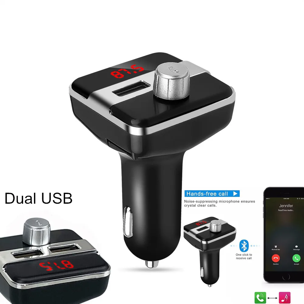 Беспроводной автомобильный FM передатчик с двойным USB портом автомобильное