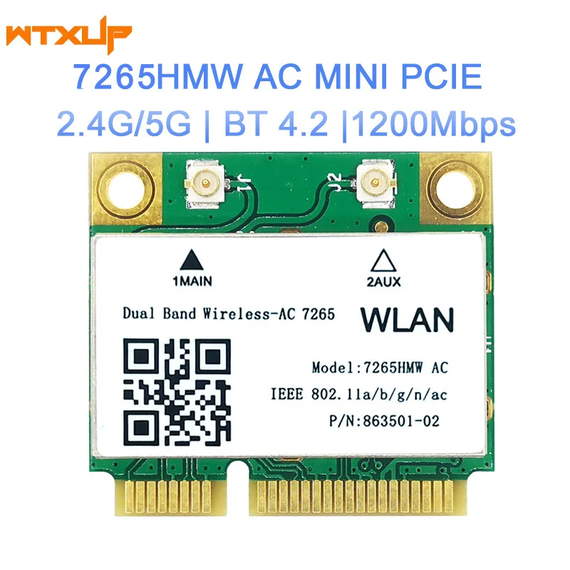 876 м Dual Band 2 4G + 5G Bluetooth V4.0 Wi Fi Беспроводной Mini PCI E карта для Intel 7260 AC 7260HMW 7265 7265HMW 8265