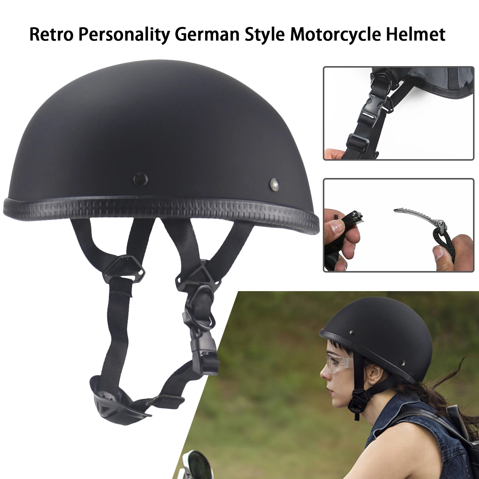 Мотоциклетные шлемы унисекс в стиле ретро немецкие матовые черные на половину
