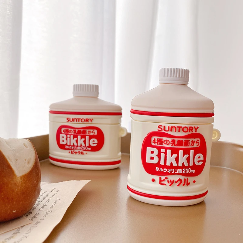 Чехол для AirPods 1 2 Pro Box с объемным изображением йогуртного напитка модный