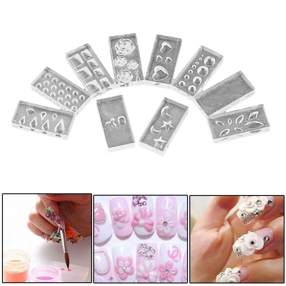 10 шт./компл. акриловое украшение 3D силиконовый дизайн ногтей искусство DIY маникюр