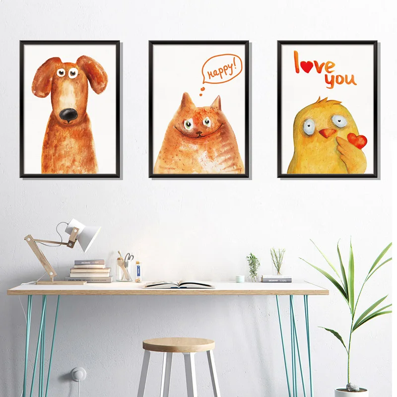 

3D triplicate interesting animal wall sticker study dormitory background decoration removable