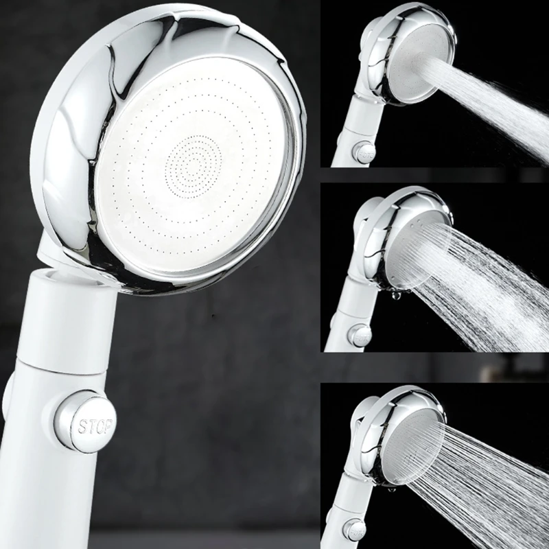 

3-speed Adjustment Handheld Shower Head Wall Water Sprinkle Head One-key Water Stop 4 Points Universal Interface