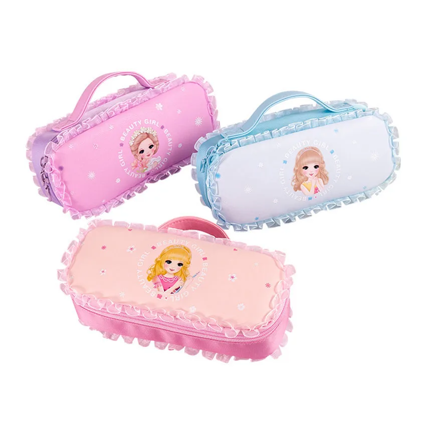 

Multi-functional Nylon Cloth Pencil Bag High capacity Pencil Case With Zipper Cloth Pen Case Stationery Box for students 3 color