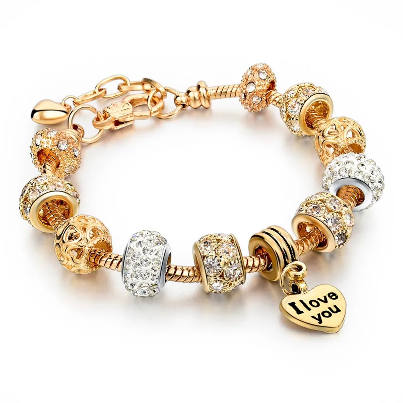 

Дропшиппинг, золотистые браслеты и браслеты с кристаллами для женщин, регулируемые браслеты с сердцем, браслет с шармами и бусинами дружбы