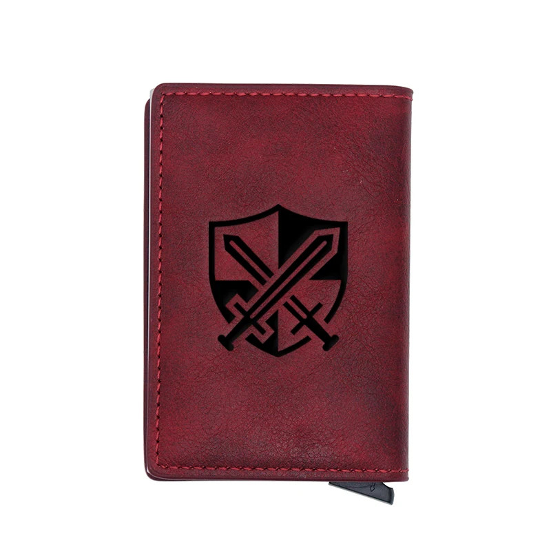 

Classic Vintage Knight Sword Shield Design Card Holder Wallets Men Women Rfid Leather Short Purse Slim Mini Wallet Money Bag