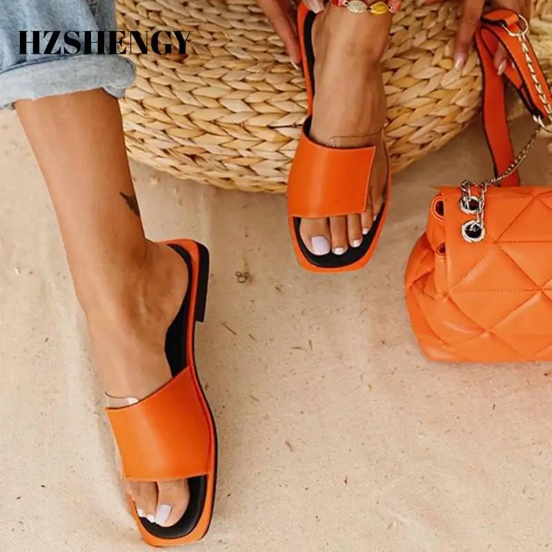 Шлепанцы женские с открытым носком повседневные сандалии на плоской подошве