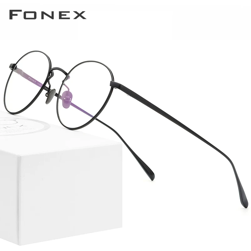 FONEX из чистого титана, очки для мужчин, Круглые, для близорукости, оптические очки, оправа для женщин, высокое качество, ретро овальные очки по рецепту, 893
