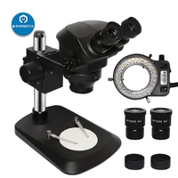 7x 45x binocular stereo industrial microscope digital electronic eyepiece led ring light illuminator lamp phone soldering repair