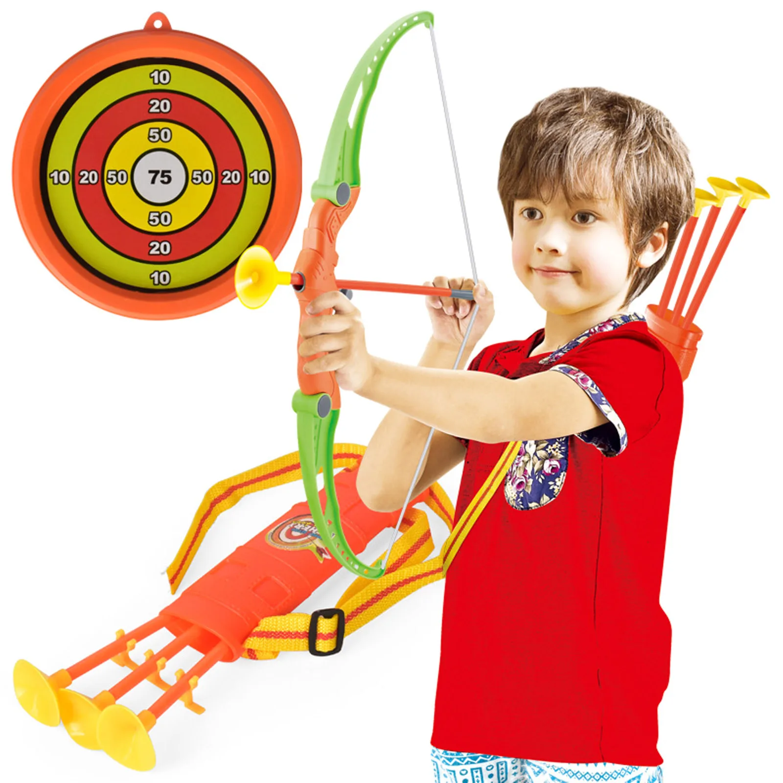 

Kids Bow And Arrow Toy Set Archery Bow Set With Target Quiver 3 Suction Cup Arrows Outdoor Toys For Children Shooting Toy