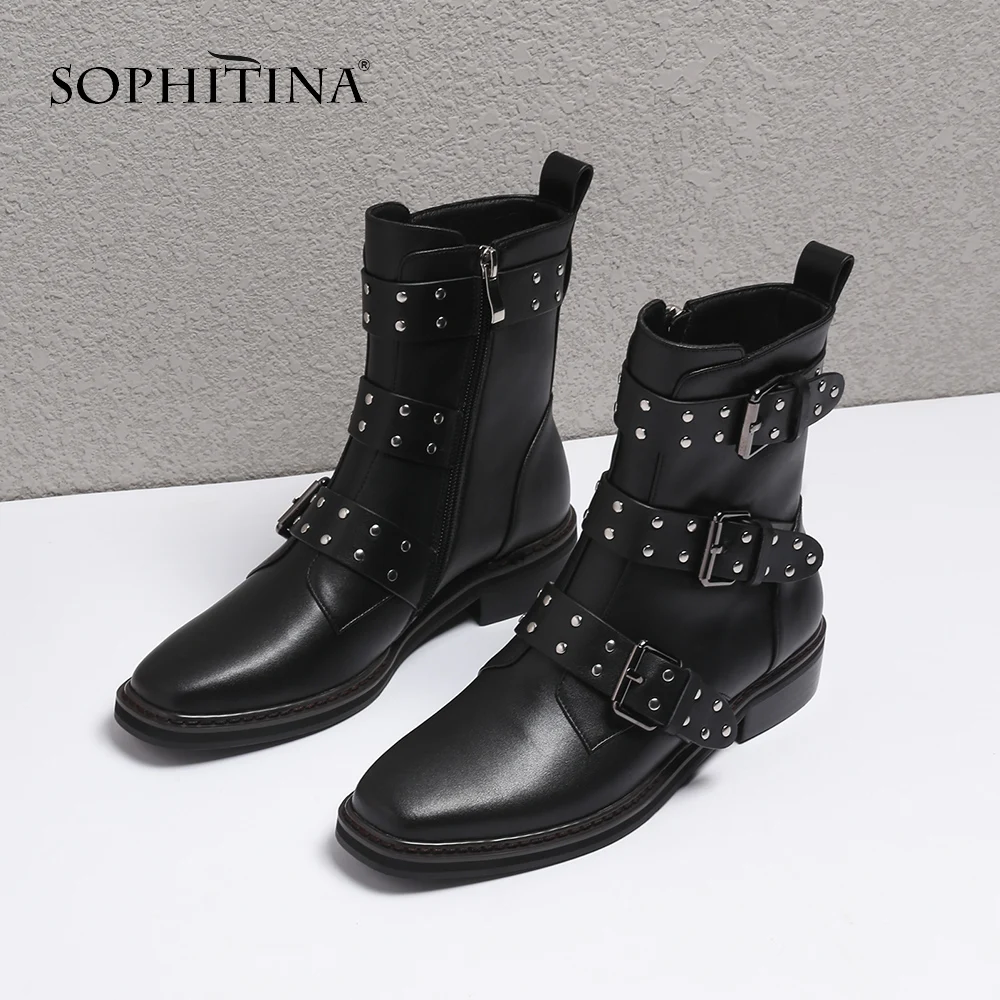 SOPHITINA/Новинка. Модные женские ботинки из натуральной кожи внутри ворсин.
