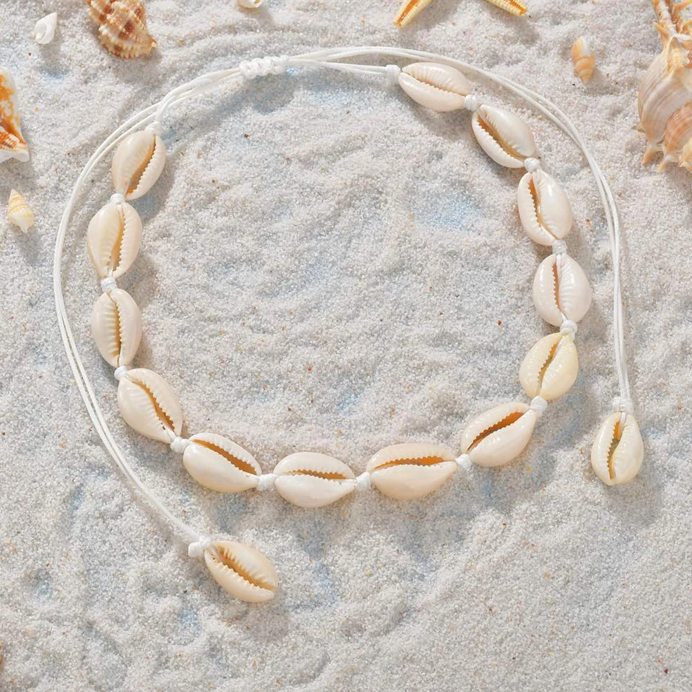 Натуральный Каури ракушка морская веревка колье ожерелье браслет набор сделай