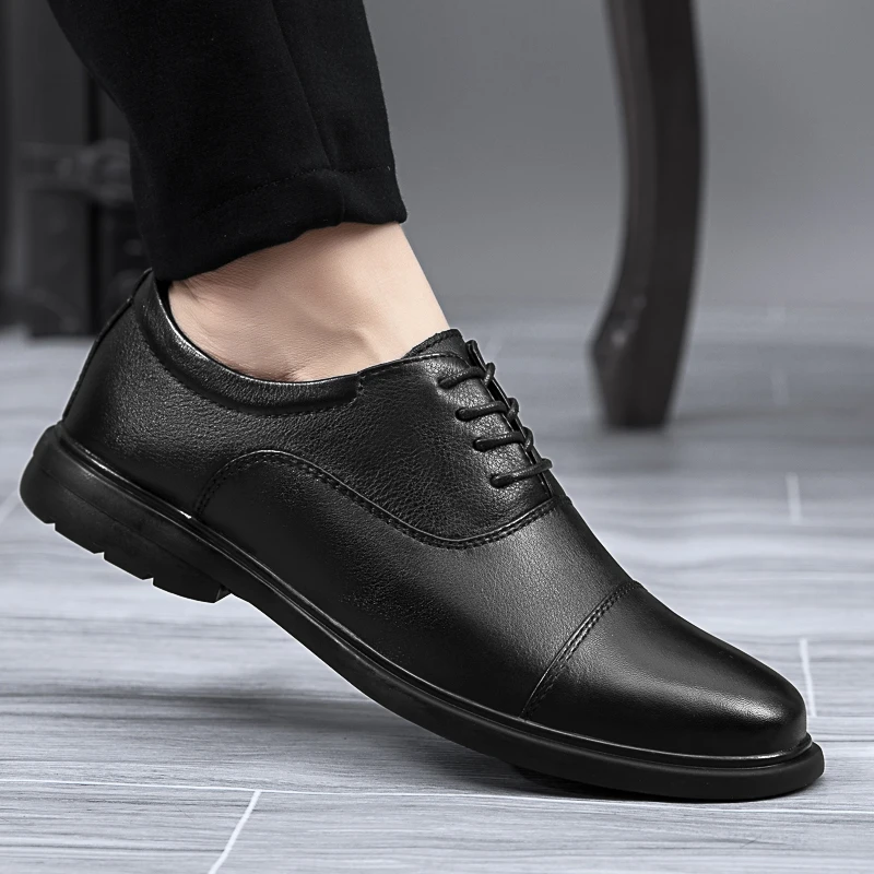 

men Business shoes lace up Luxury OXford Shoes Men genuine Leather Shoes Formal Dress Shoes Male Office Party Wedding Shoes men