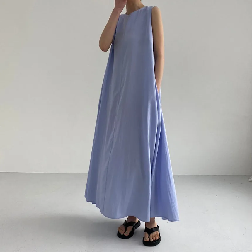 Новинка 2022 шикарное летнее платье без рукавов в Корейском стиле удобное длинное