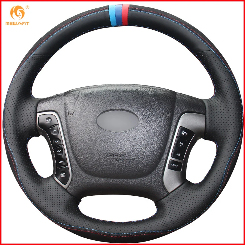 MEWANT черный кожаный замшевый чехол рулевого колеса автомобиля для Hyundai Santa Fe 2006-2012