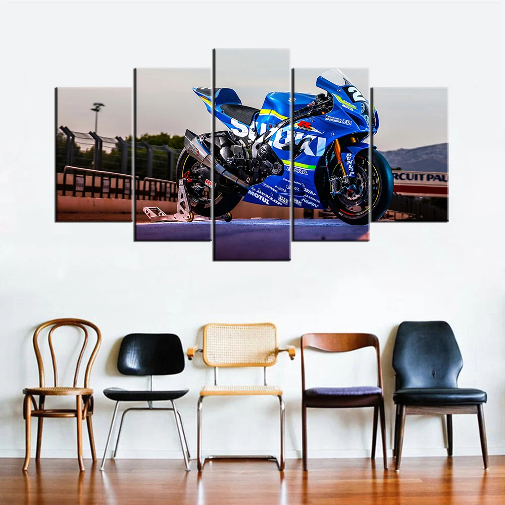 Модульные картины на стену HD печать 5 шт. Suzuki GSX R1000R мотоцикл Холст Живопись Домашний прикроватный декор плакат