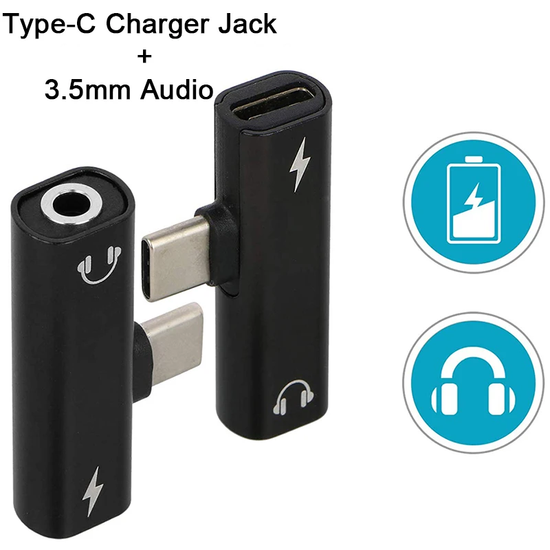 Зарядный преобразователь 2 в 1 type C до 3 5 мм разъем для наушников usb аудио адаптер