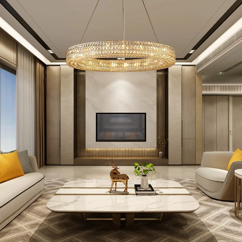 FSS Современная круглая хрустальная люстра для спальни гостиной отеля виллы