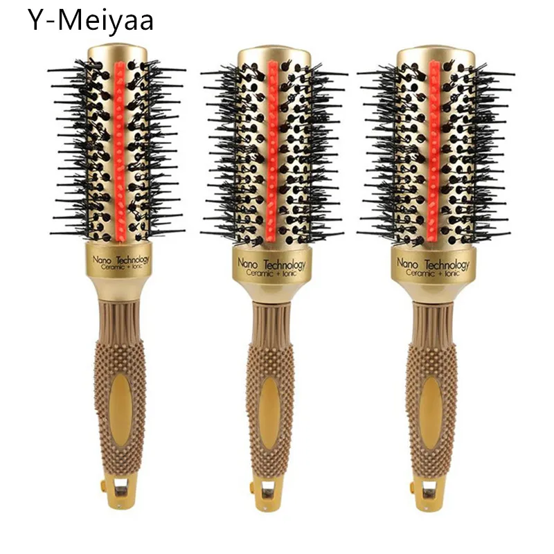 

New Arrival 1/4PCS Round Hair Comb Brush With Boar Bristle Mix Nylon Styling Tools Ceramics Ion Hair Brush Professional 40